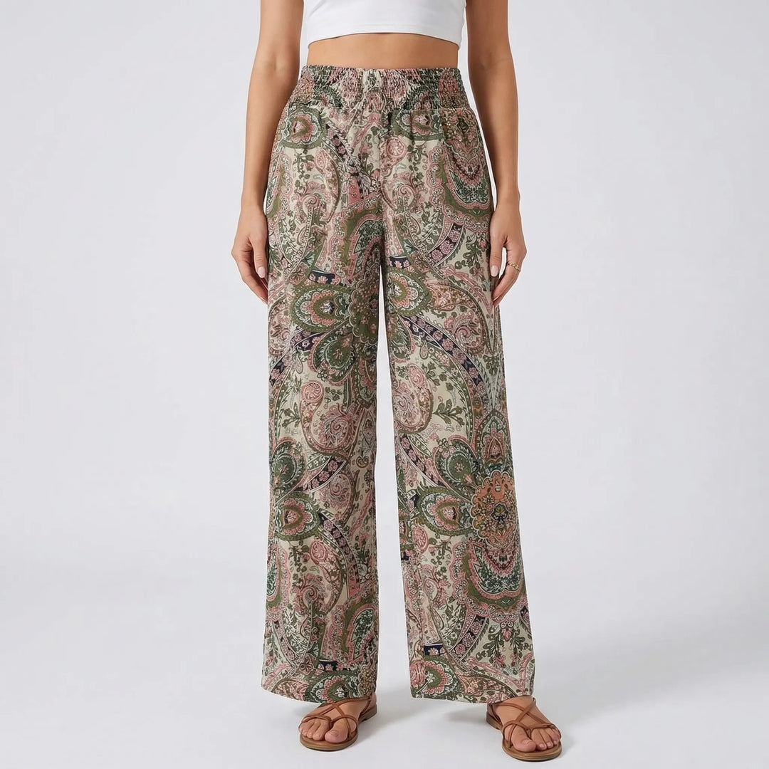 Hannah | Women's Wide-Leg Printed Boho Trousers
