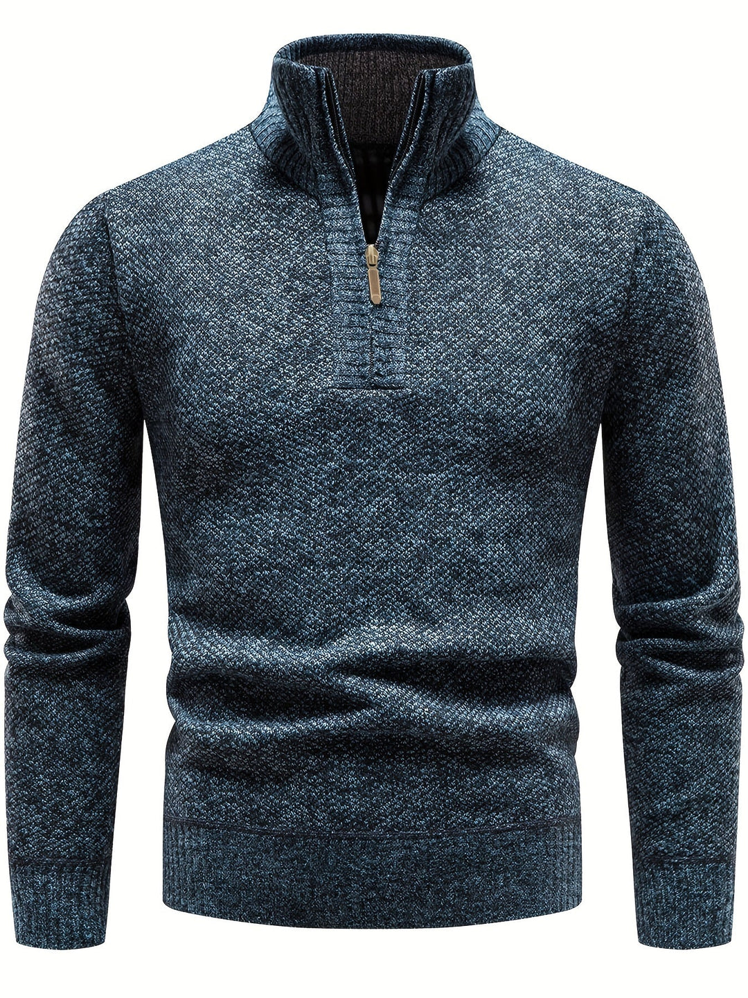 Men's Quarter-Zip Stand-Collar Knit Pullover Sweater