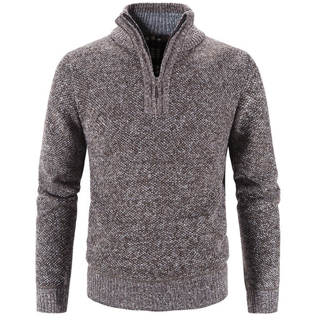 Men's Quarter-Zip Stand-Collar Knit Pullover Sweater
