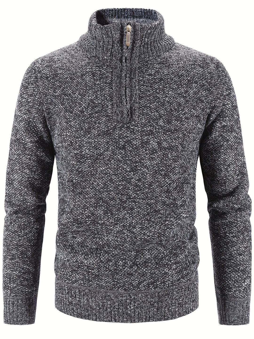 Men's Quarter-Zip Stand-Collar Knit Pullover Sweater