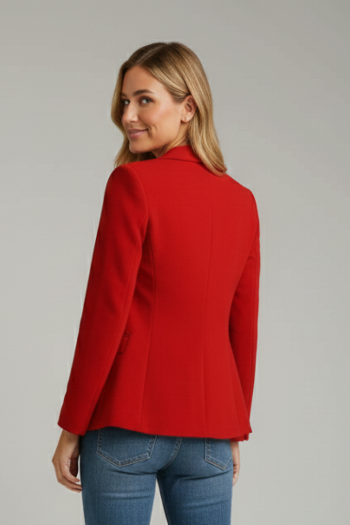 Women's Tailored Single-Button Blazer with Notch Lapel & Pockets