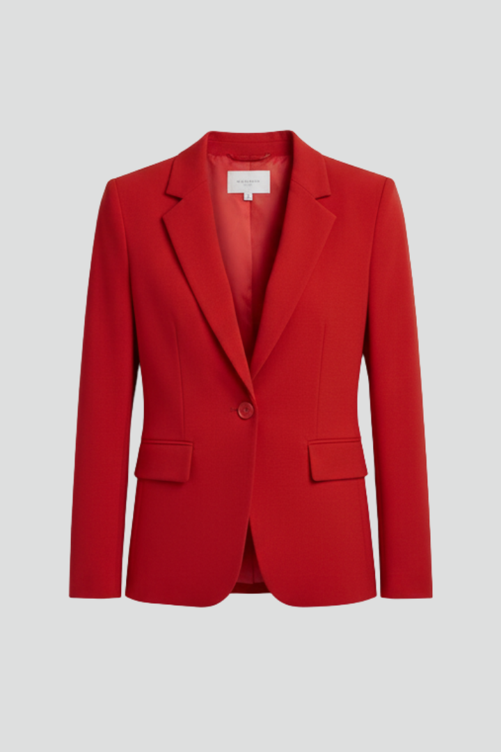 Women's Tailored Single-Button Blazer with Notch Lapel & Pockets