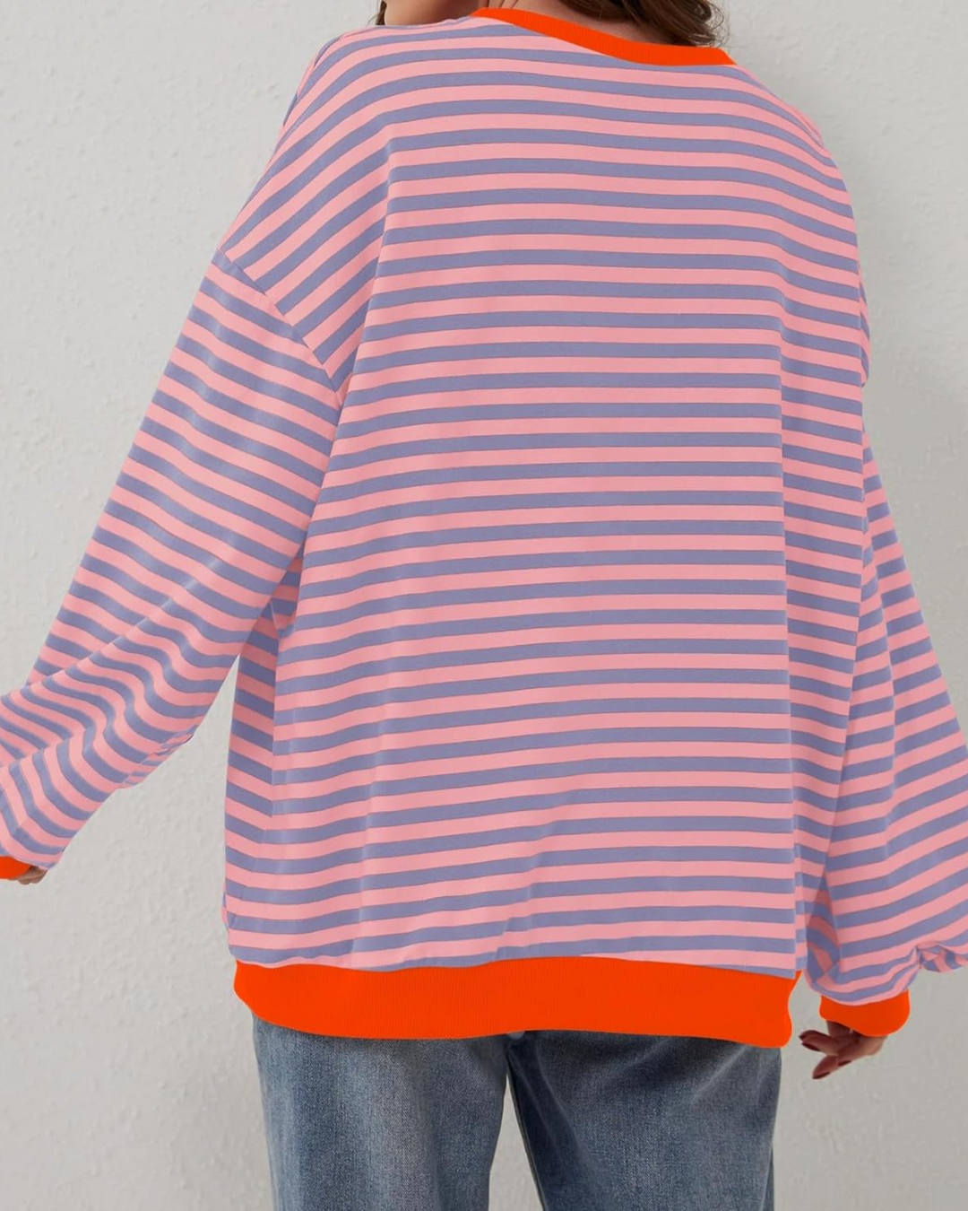 Women's Casual Oversized Striped Pullover Sweatshirt