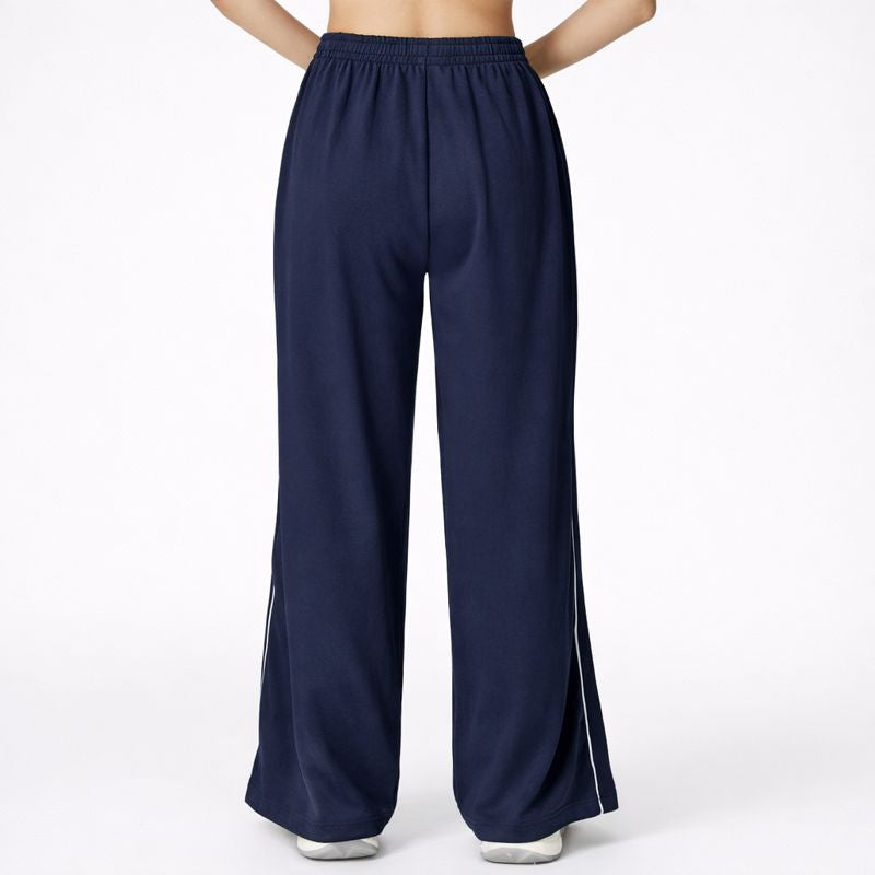 Women's Stylish Wide Leg Track Pants with Side Piping