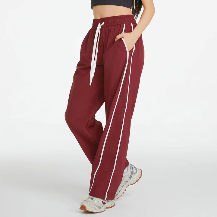 Women's Stylish Wide Leg Track Pants with Side Piping
