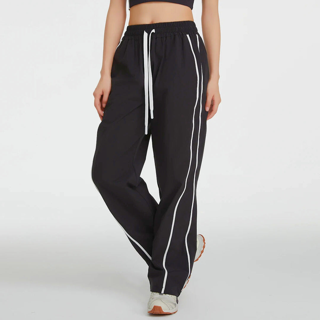 Women's Stylish Wide Leg Track Pants with Side Piping