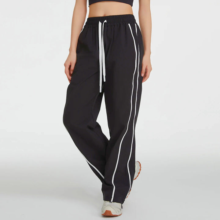 Women's Stylish Wide Leg Track Pants with Side Piping