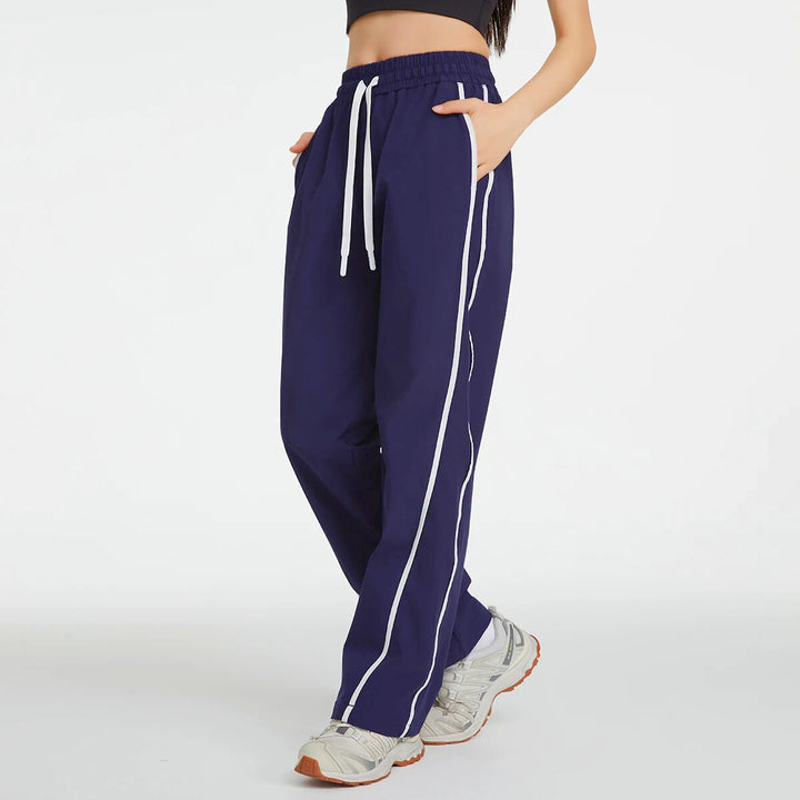 Women's Stylish Wide Leg Track Pants with Side Piping
