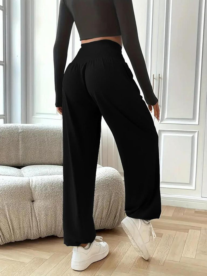 Women's Effortless High Waisted Baggy Black Sweatpants