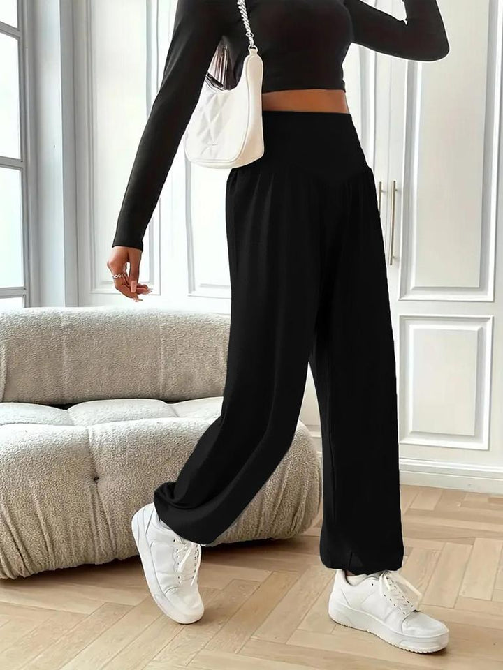 Women's Effortless High Waisted Baggy Black Sweatpants