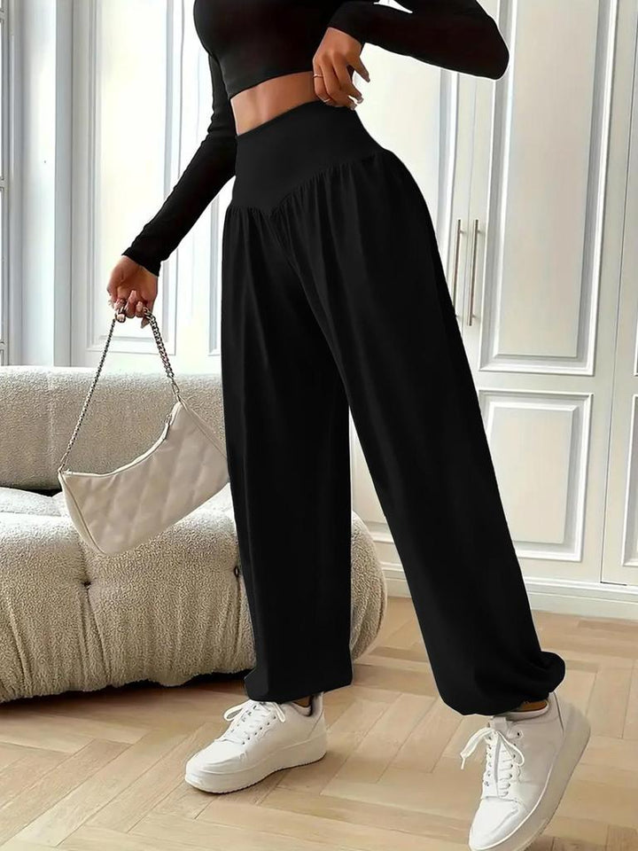 Women's Effortless High Waisted Baggy Black Sweatpants