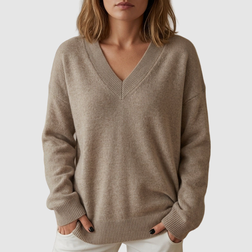 Women's V-Neck Ribbed Knit Sweater