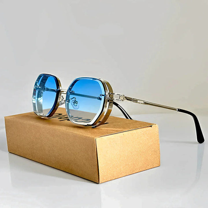 Women's Retro Geometric Metal Sunglasses for Stylish Protection