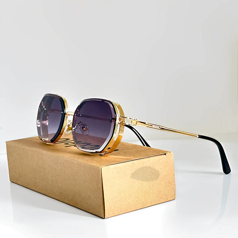 Women's Retro Geometric Metal Sunglasses for Stylish Protection