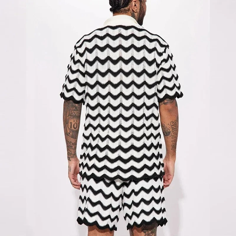 Men's Crochet Set with Zigzag Pattern for Stylish Comfort