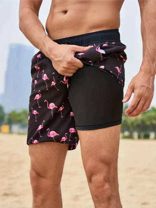 Men's Stylish Swim Shorts with Lining and Phone Pocket