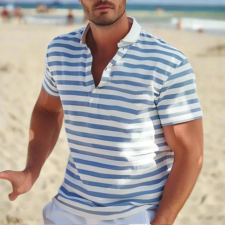 Men's Retro Striped Polo Shirt