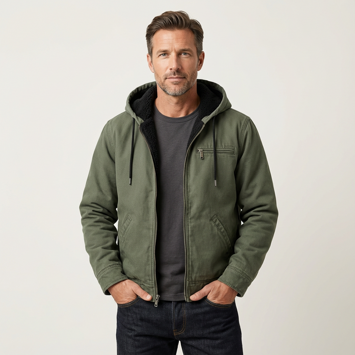 Men's Rugged Canvas Sherpa-Lined Outdoor Jacket