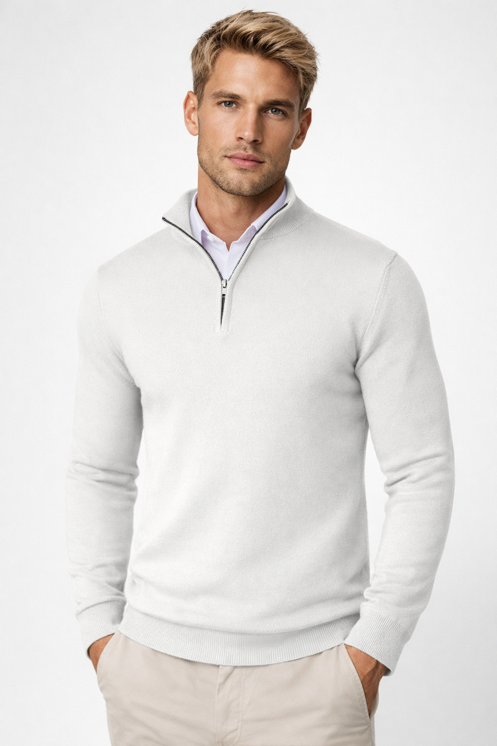 Men's Modern Half Zip High Neck Sweater
