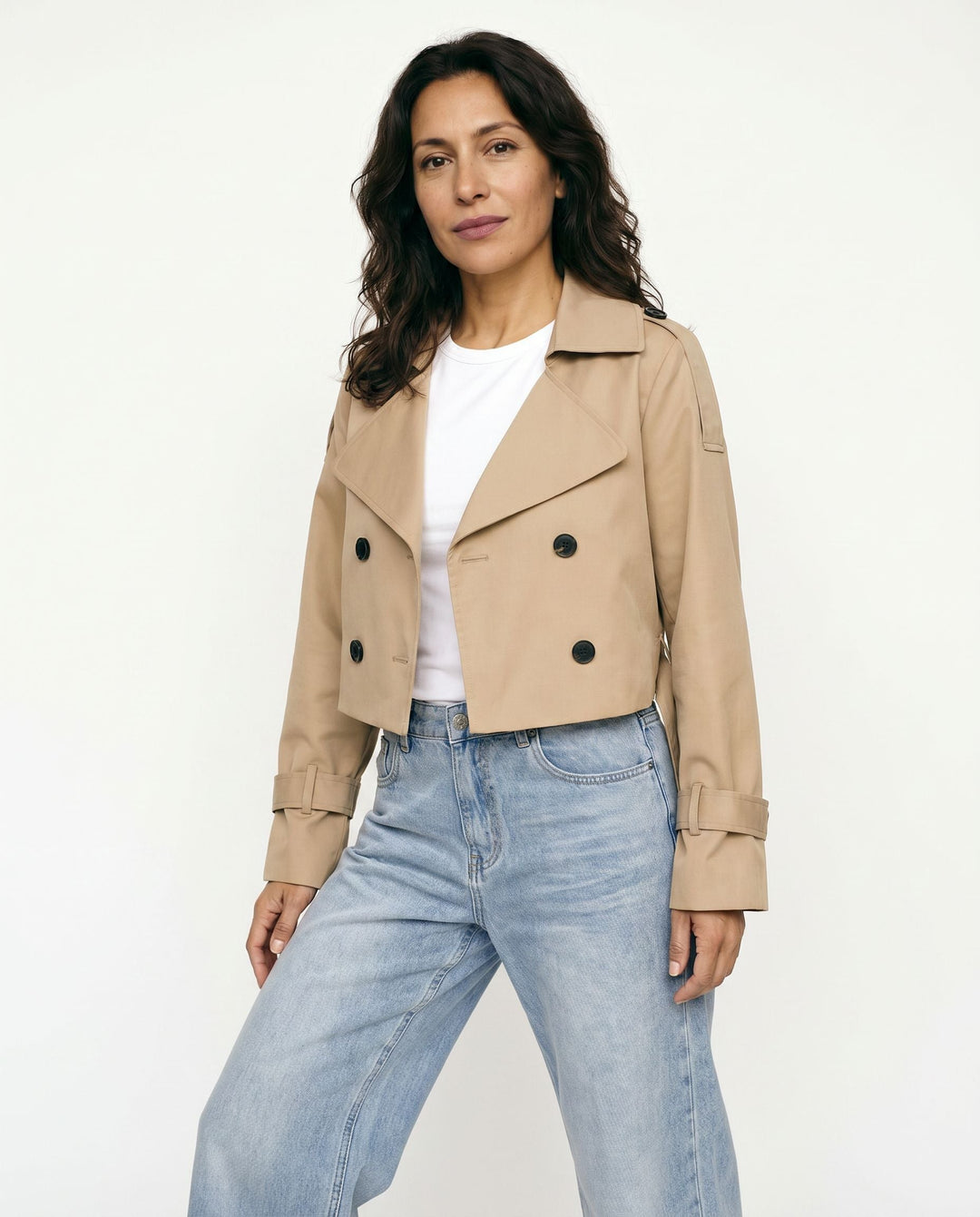 Women's Cropped Classic Trench Coat – Versatile Outerwear