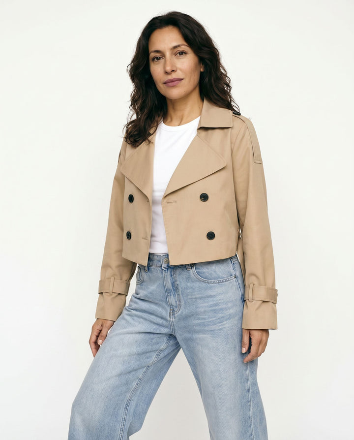 Women's Cropped Classic Trench Coat – Versatile Outerwear