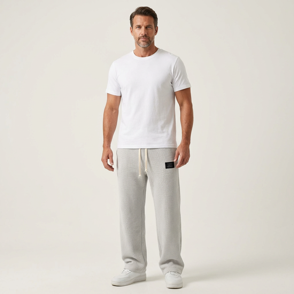 Men's Wide-Leg Adjustable Waist Casual Pants
