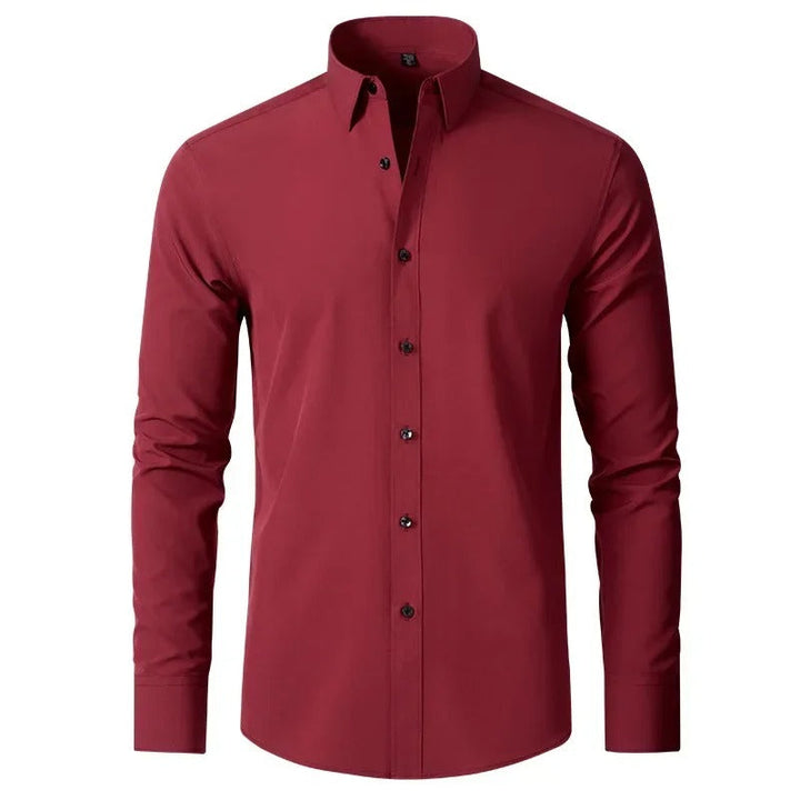 Men's Business Shirt with Button Bar for Professional Style