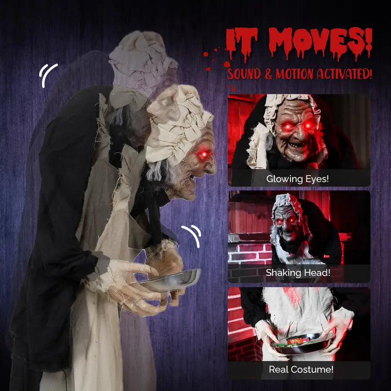 Halloween's 5ft Animated Figure with Sound-Activated Movement & LED Eyes