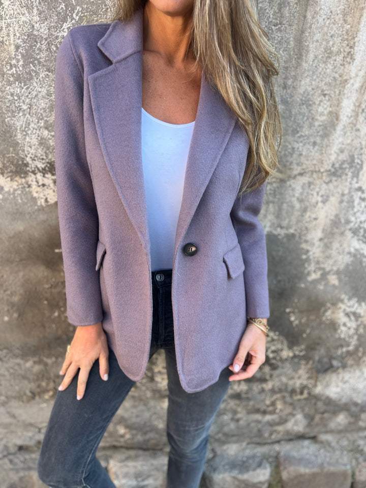 Women's Textured Single-Button Blazer with Notch Lapel