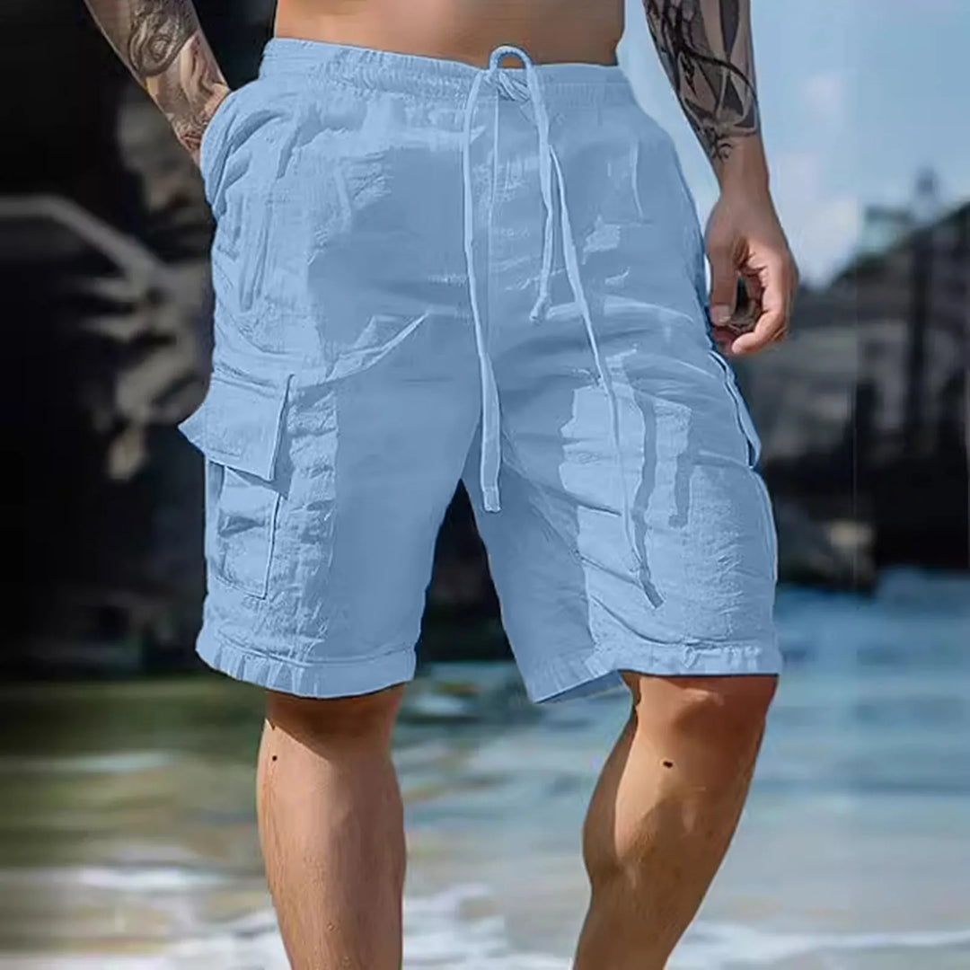 Silas | Men's Linen Shorts with Wide Legs and Drawstring