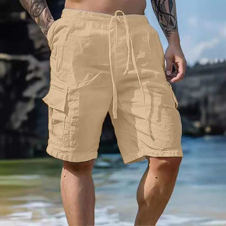 Silas | Men's Linen Shorts with Wide Legs and Drawstring