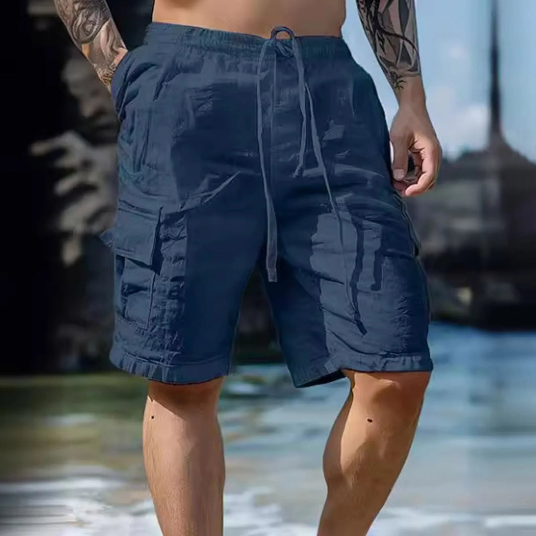 Silas | Men's Linen Shorts with Wide Legs and Drawstring