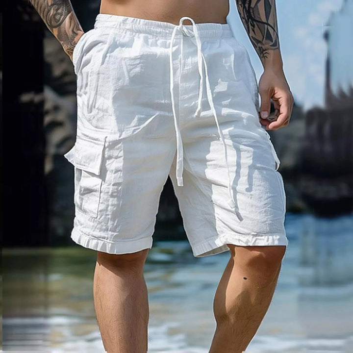 Silas | Men's Linen Shorts with Wide Legs and Drawstring