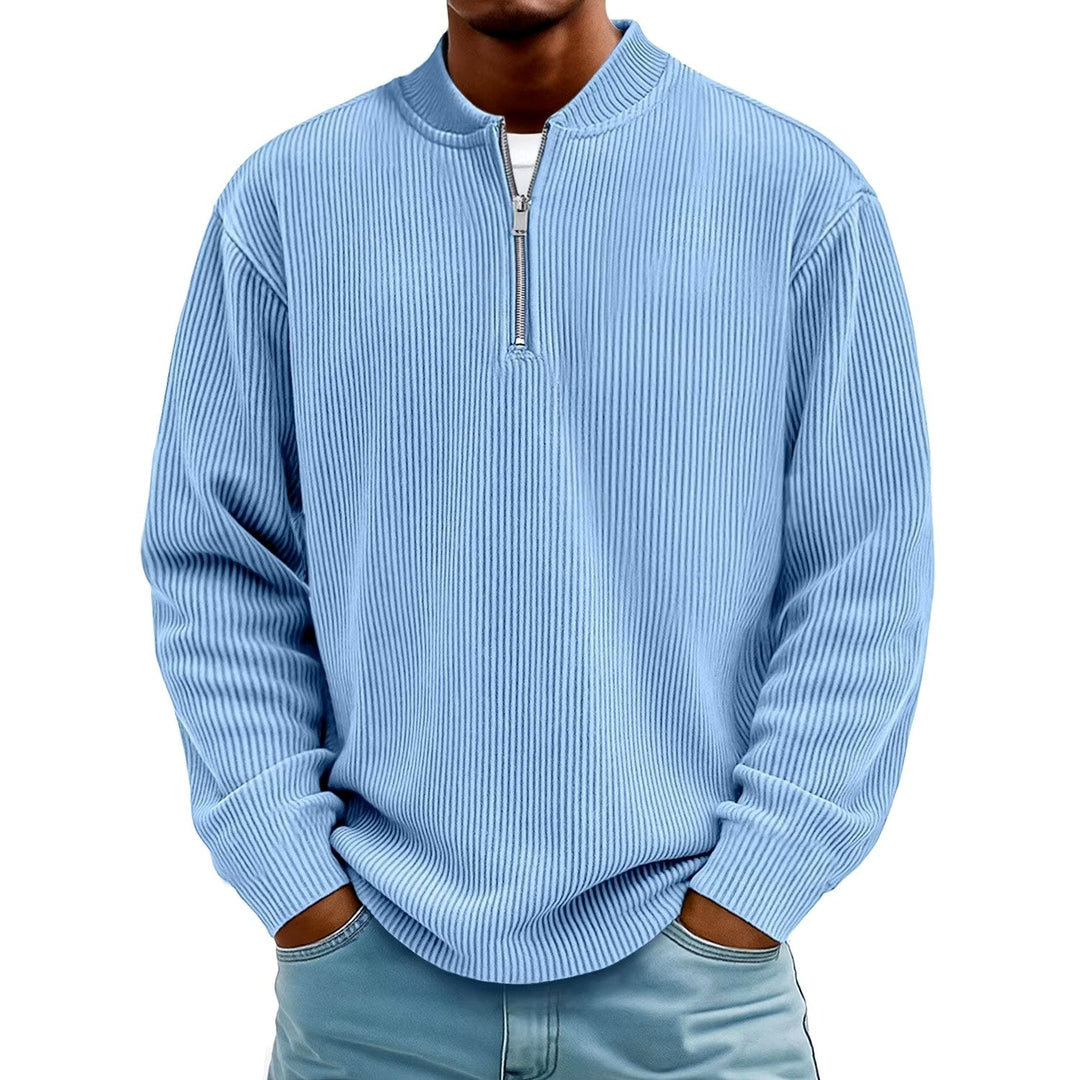 Men's Ribbed Long Sleeve Quarter-Zip Fall Pullover
