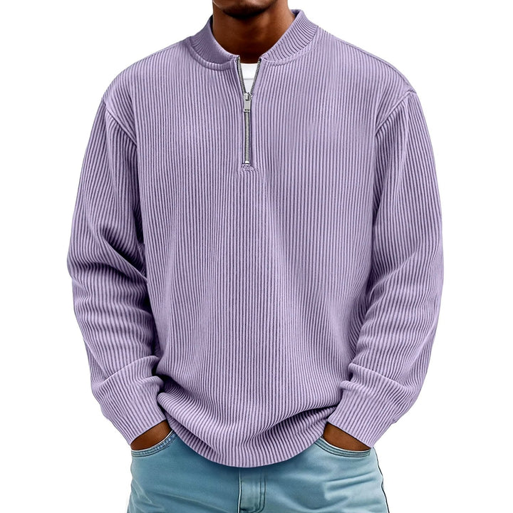 Men's Ribbed Long Sleeve Quarter-Zip Fall Pullover