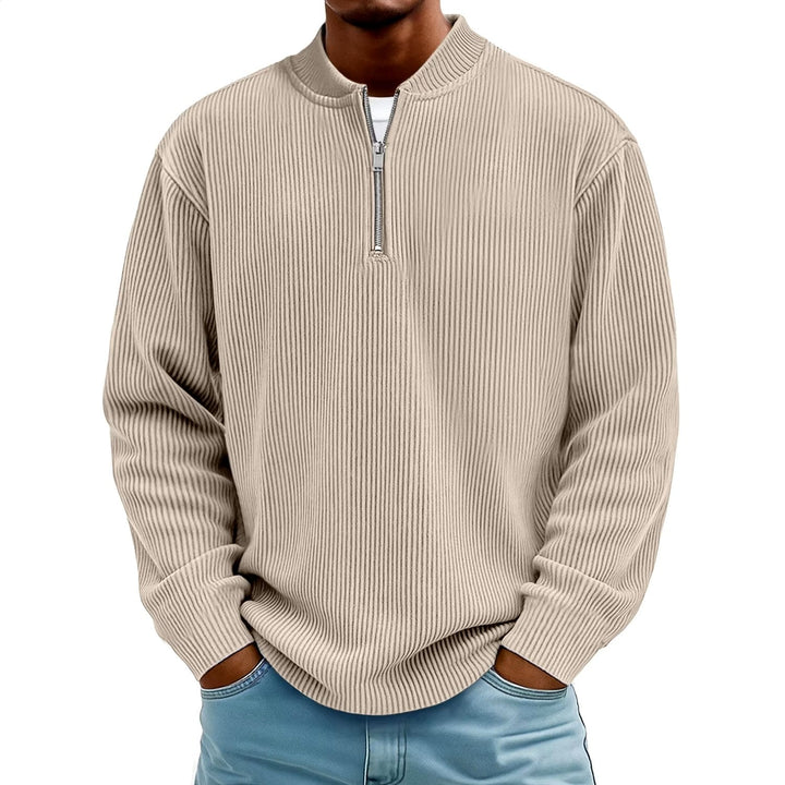 Men's Ribbed Long Sleeve Quarter-Zip Fall Pullover