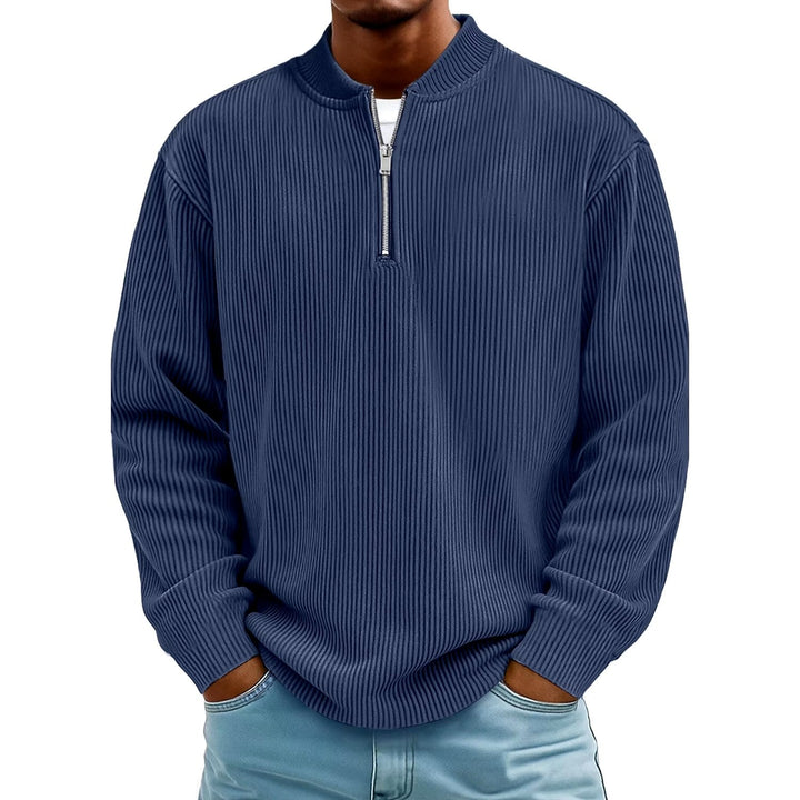 Men's Ribbed Long Sleeve Quarter-Zip Fall Pullover