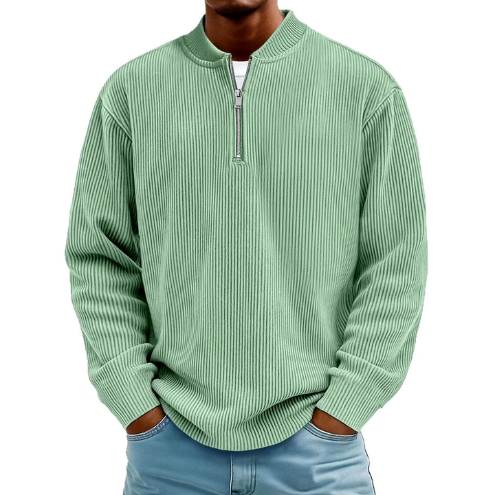Men's Ribbed Long Sleeve Quarter-Zip Fall Pullover