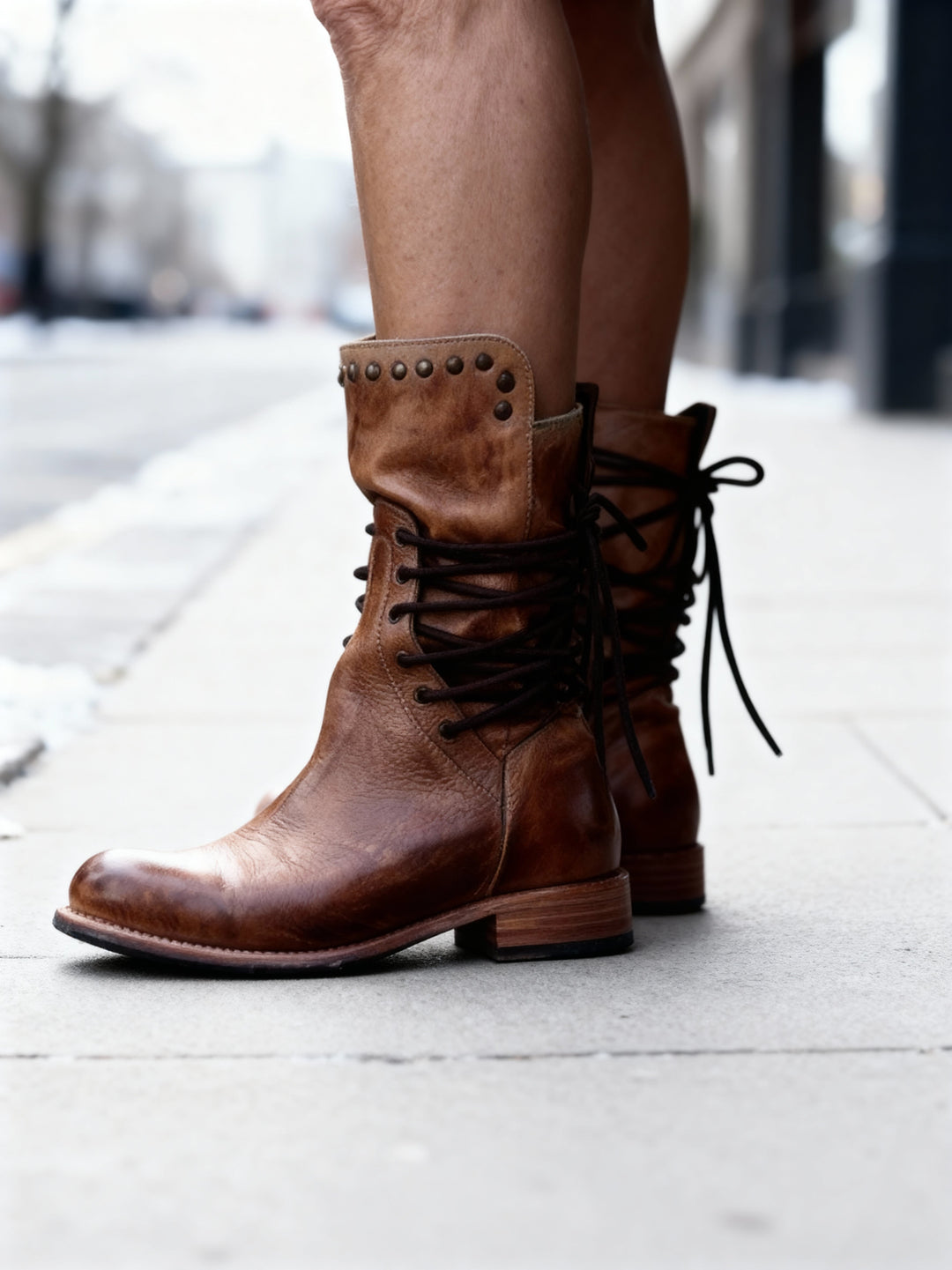 Women's Lace-Up Studded Ankle Boots for Stylish Fall Fashion