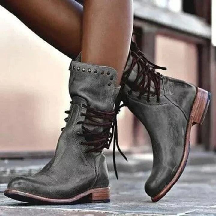 Women's Lace-Up Studded Ankle Boots for Stylish Fall Fashion
