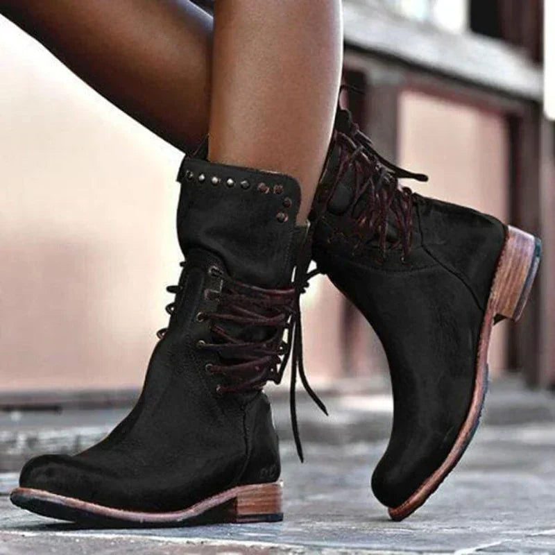 Women's Lace-Up Studded Ankle Boots for Stylish Fall Fashion