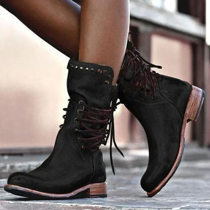 Women's Lace-Up Studded Ankle Boots for Stylish Fall Fashion