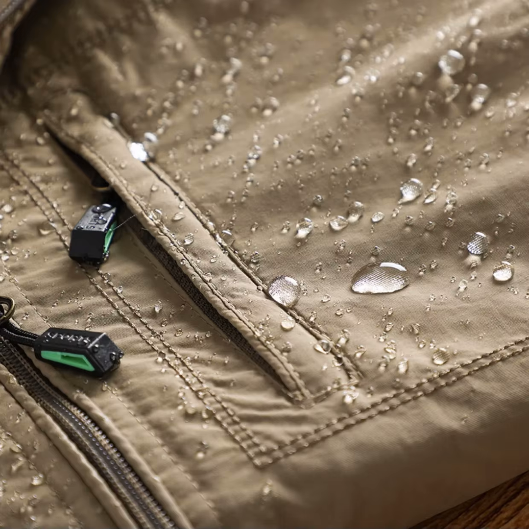 Men's Hooded Windbreaker Jacket with Drawstring Adjustment