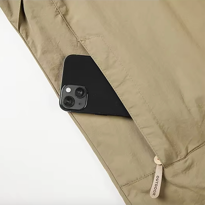 Men's Hooded Windbreaker Jacket with Drawstring Adjustment