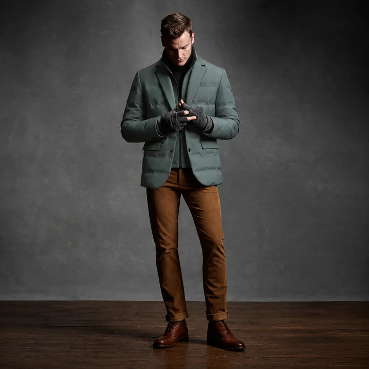 Men's Quilted Duck Down Blazer with Button-Front Design