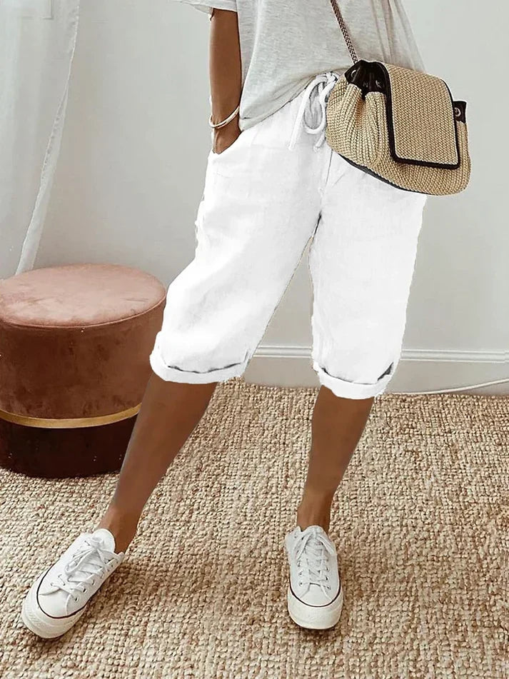 Amber | Women's Lightweight Drawstring Waist Capri Pants