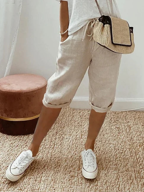 Amber | Women's Lightweight Drawstring Waist Capri Pants