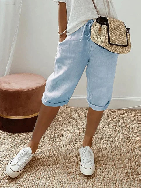 Amber | Women's Lightweight Drawstring Waist Capri Pants