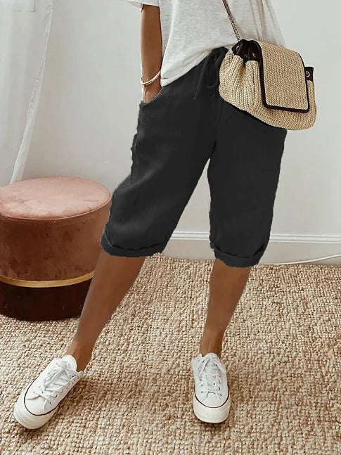 Amber | Women's Lightweight Drawstring Waist Capri Pants