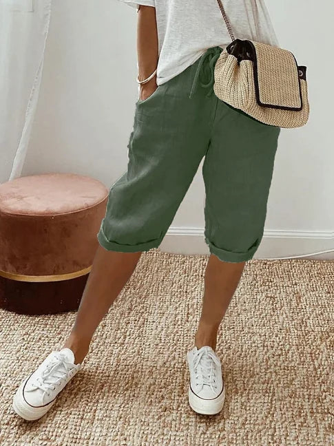 Amber | Women's Lightweight Drawstring Waist Capri Pants